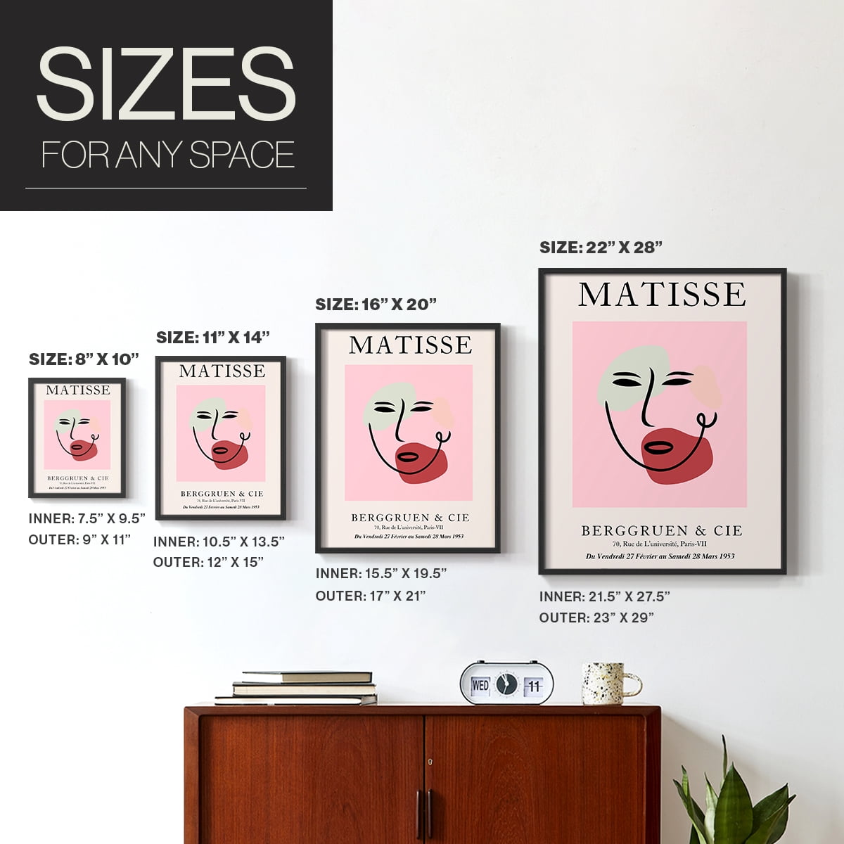 Matisse CDXCV in Black Solid Wood Framed Print No Nail Hanging