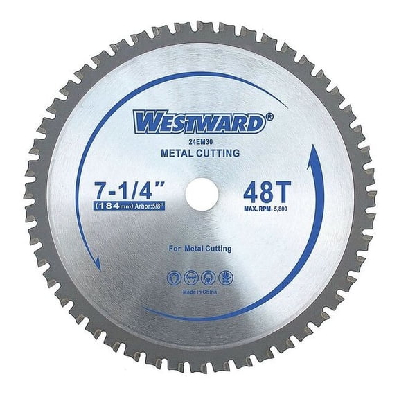 Westward 7-1/4",48-Teeth Metal Cutting Blade 24EM30