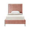 thumbnail image 3 of Inspired Home Raffaele Velvet Platform Bedframe Twin Size Nailhead Trim, Blush, 3 of 9