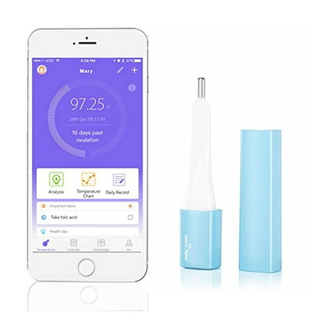 Easy@Home Smart Fertility Tracker, Bluetooth Oral Basal Thermometer EBT-500 with iOS and Android APP (Blue) （NOTE: Included battery will expire in October, 2019. Compatible battery type:
