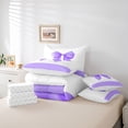 thumbnail image 6 of Feelyou Kids Ribbon Purple Bedding Comforter Set 7pcs, Watercolor Ribbon Queen Bedding Sets, Modern Fashion Bowknot Reversible Queen Sheet Sets, Lightweight Room Decor, 6 of 8