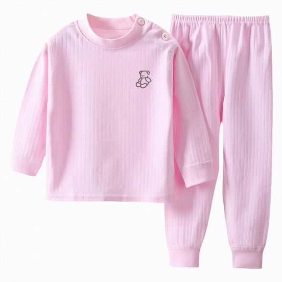 TOWED22 Toddler Boys Girls Pajamas 2-Piece Kids Pjs Set Soft Stretchy Long Sleeve Top and Pants for Fall and Winter 3 6 9 12 18 24 Months 2 3 4 5 6 7 8 9 Years(Light Pink,7-8 Y)