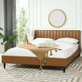 thumbnail image 5 of Aspen Vertical Tufted Headboard Platform Bed King Caramel Tan Brown Faux Leather, 5 of 5