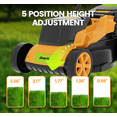 thumbnail image 4 of Gewol 20V 13" Cordless Lawn Mower, Push Mower 5-Position Height Adjustment Ultralight with 2×4.0Ah Batteries & Fast Charger, 4 of 12