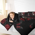thumbnail image 4 of Homewish Gothic Spooky Skull 7pcs Queen Bedding,Red Rose Butterfly Bedding Comforter Set Queen,Halloween Bed Set,Black Reversible, 4 of 8