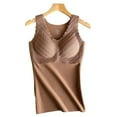 thumbnail image 1 of Chaleco de ropa interior térmica para mujer Camisola sin mangas cálida Chaleco de encaje equipado con sujetador para mujer - Café, 1 of 5