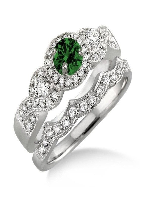 1.5 Ct Beautiful White Emerald Diamond 14K White Gold Over Engagement Ring