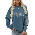 thumbnail image 2 of UJNDER Women's Letter Print Crewneck Sweatshirt Casual Round Neck Pullover Autumn Winter Fashion Navy XL, 2 of 4