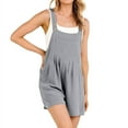 thumbnail image 1 of TrendOFT Combinaisons Décontractées pour Femmes Été Ample Solide Bretelles Réglables Sans Manches Lin Ample Salopette Courte pour Femmes une Pièce Gris TG, 1 of 7
