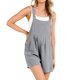 thumbnail image 1 of Mono corto de lino con tirantes ajustables para mujer, estilo informal de verano - Corte holgado, cuello cuadrado, 1 of 7