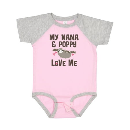 

Inktastic Nana and Poppy Love Me Sloth Gift Baby Girl Bodysuit