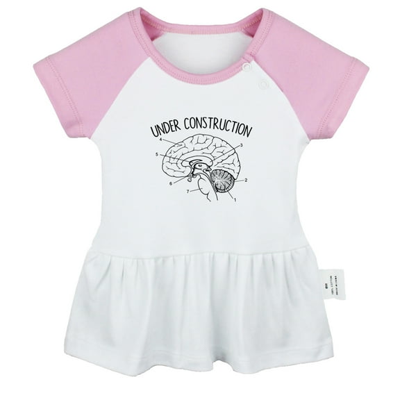 Under Construction Funny Dresses For Baby, Newborn Babies Skirts, Infant Princess Dress, 0-24M Kids Graphic Clothes (Pink Raglan Dresses, 0-6 Months)