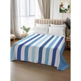 thumbnail image 2 of Geometric Stripe Twim XL Size Flat Sheet, Wrinkleproof & Fadeproof Cooling Flat Bed Sheet Only, Ombre Farmhouse Blue Vertical Striped Breathable Soft Bedding Top Sheets 66 x 102 Inches, 2 of 8