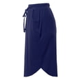 thumbnail image 3 of A2Y Women's Elastic Waist Self Tie Tulip Hem Side Pocket Skirt Light Navy 2XL, 3 of 5