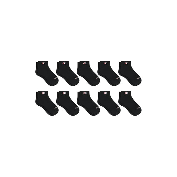 Champion Boys Cushion Performance Kid Ankle Socks, 10 Pack, Sizes S–L