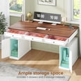 thumbnail image 3 of 55.1" Farmhouse Electric Standing Desk with 3 Drawers and Storage Cabinet, Height Adjustable Executive Desk for Home Office, 3 of 7