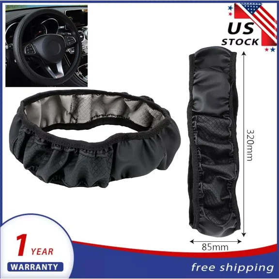 For 15"/37-38Cm Car Steering Wheel Cover Black Leather Good Grip Car Accessories