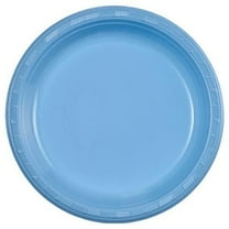 EcoQuality 10 inch Light Blue Round Plastic Salad Plate – Disposable Plate for Appetizers, Salads, Desserts, Parties, Catering, Weddings, Buffets, Everyday Use, Elegant Tableware for Events (50)