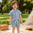 thumbnail image 5 of UAYOTSE Toddler Baby Boy Outfit Lapel Short Sleeve T Shirt Knit Elastic Waist Shorts Set Summer Clothes,Sizes 2-3 Years, 5 of 9