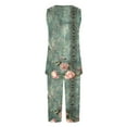 thumbnail image 4 of CLOISE Womens Pjs Sets Two Piece Casual Tank Top Sleepwear Shirts and Cozy Capri Pants PJ Set Comfy Flower Print Fashion Night Clothes, 4 of 6