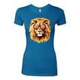 thumbnail image 2 of Lion With Sunglasses Animal Lover Womens Slim Fit Junior Tee, Turquoise, X-Large, 2 of 3