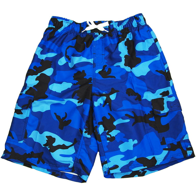 NORTY Mens Camo Swim Suit Adult Male Swim Trunks Blue Camo S