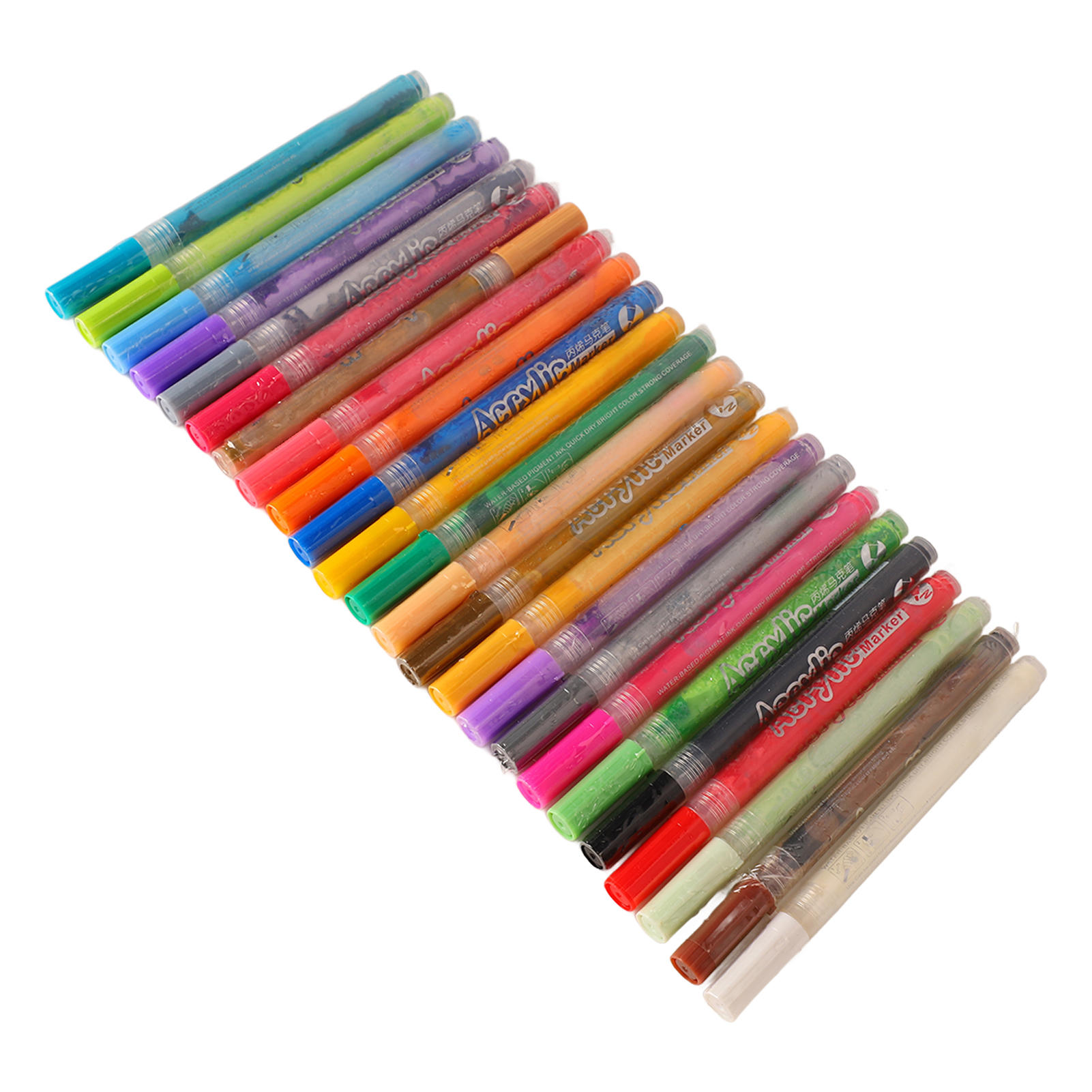 YAHHU 24‑Color Acrylic Brush Set – Waterproof, Odorless, Permanent Paint Pens for DIY Crafts, Clothing, Mugs & More