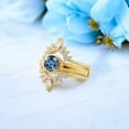 thumbnail image 3 of Vintage Round Alexandrite Engagement Ring Enhancer Ring 14K Yellow Gold Women Moissanite Curved Promise Bridal Stacking Matching Ring Set New Year Gift, 3 of 4