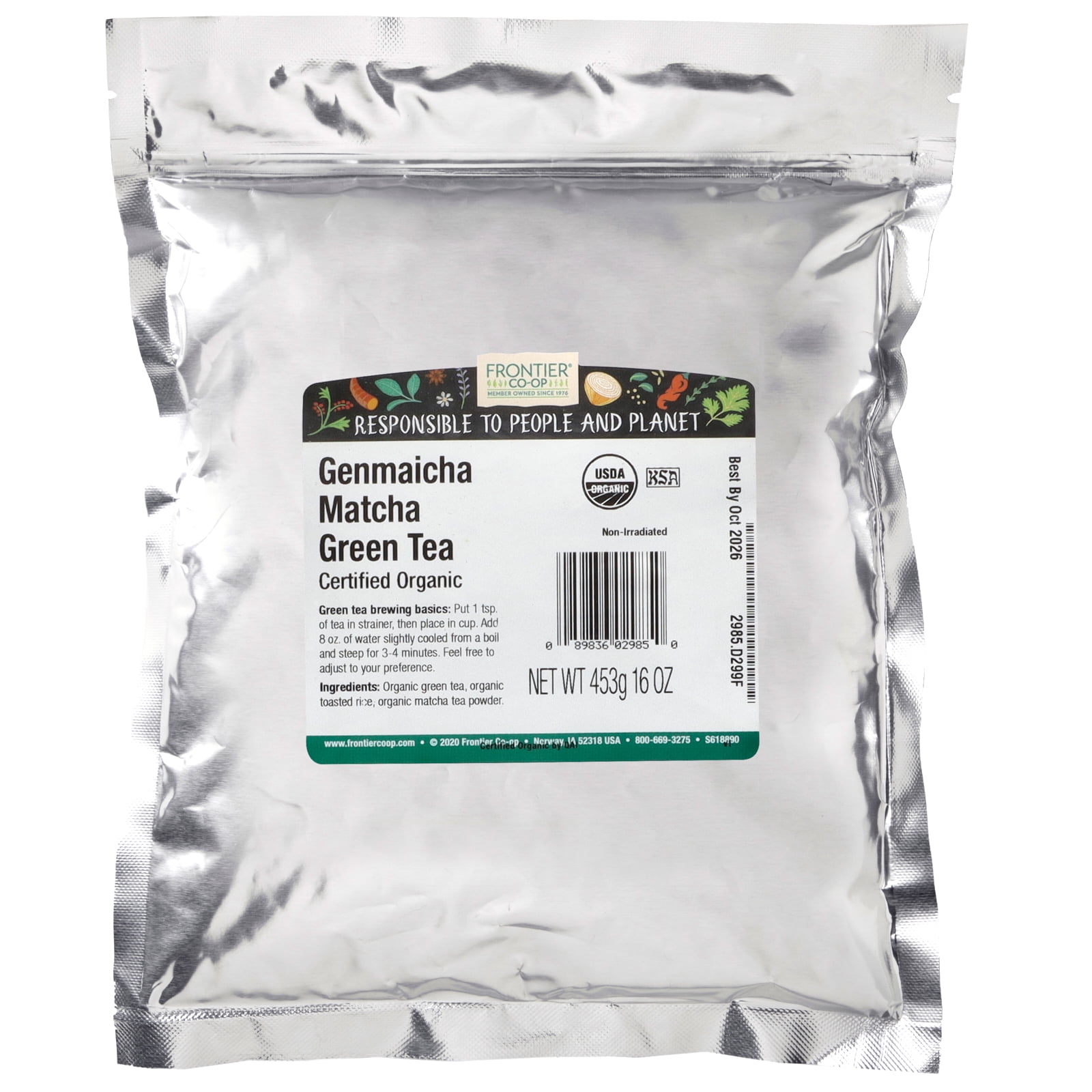 Frontier Natural Products - Bulk Genmaicha Matcha Tea Organic - 1 lb.