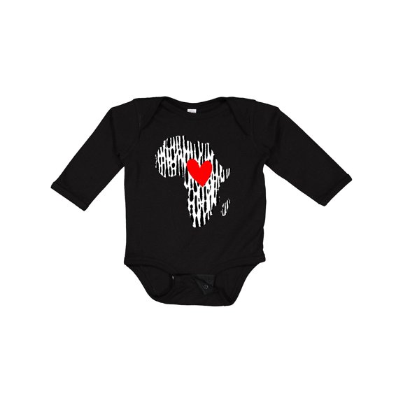 Inktastic Black History Month Ink Print African Heart Boys or Girls Long Sleeve Baby Bodysuit