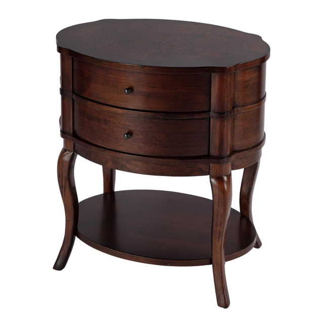 Butler Specialty Company Jarvis Table d'Appoint Ovale en Bois à 2 Tiroirs - Brun Terre d'Ombre