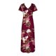 thumbnail image 4 of Puntoco Vestido De Manga Corta Con Cuello En V, Vestido Largo Hasta El Suelo De Verano Para Mujer, Vestido Largo Informal Suelto Con Bolsillos, Abertura De Manga Corta, Burdeos Xl, 4 of 5