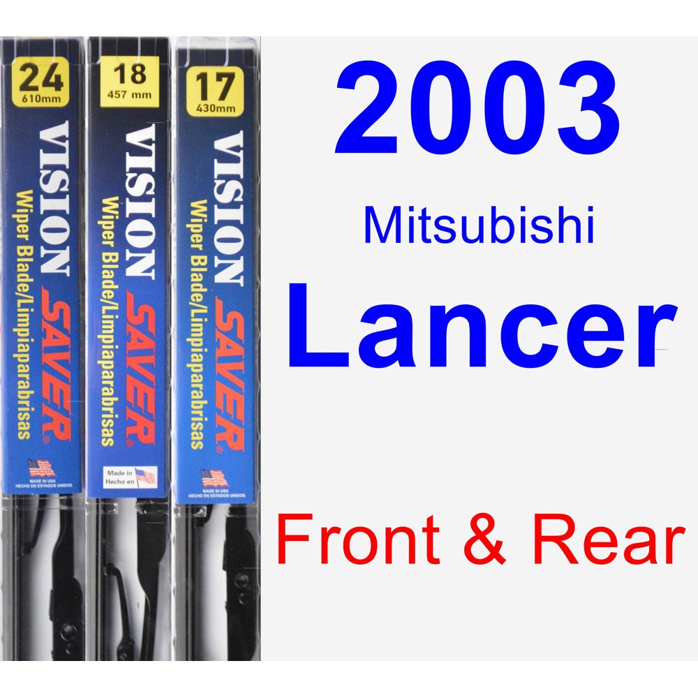 2003 Mitsubishi Lancer Wiper Blade Size 2003 Mitsubishi Lancer Wiper Blade Set/Kit (Front & Rear) (3 Blades