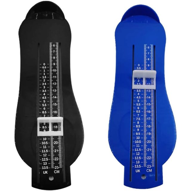 Medidor de pies comprobar pulgadas y centímetros Medidor de pies azul + negro (2 piezas)