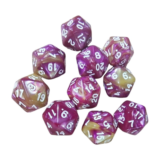 10 piezas de dados D20 dados poliédricos accesorio fiesta diversión juguetes amantes regalo nuevo Rojo púrpura