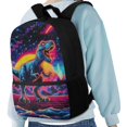 thumbnail image 4 of HUIACONG Neon T-Rex Dinosaur School Backpack for Boys Girls Age 6-18 Large Capacity Lightweight Water Resistant Bookbag for Elementary Middle High School Students Daily Use Travel, 4 of 6