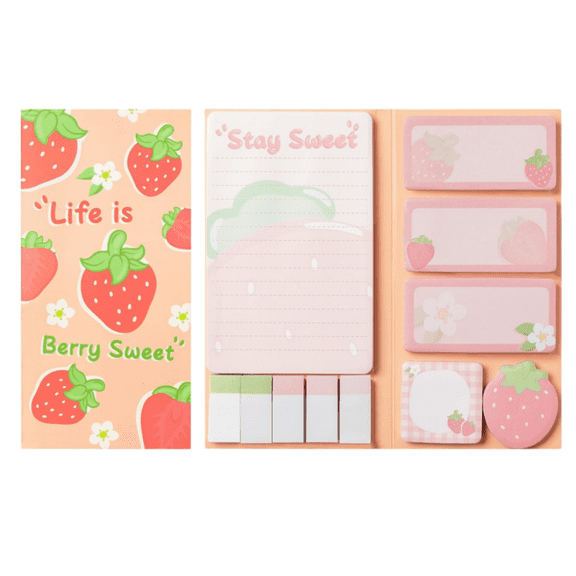 2ooya Strawberry Sticky Notes,Self-adhesive Notes Writing Memo Pads