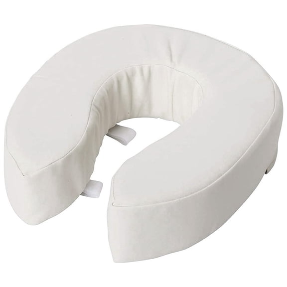 DMI Toilet Seat Cushion, 4 Inch Height, White Vinyl, Foam Padding, Attaches with Hook-and-Loop Straps, 12.5 x 16 in