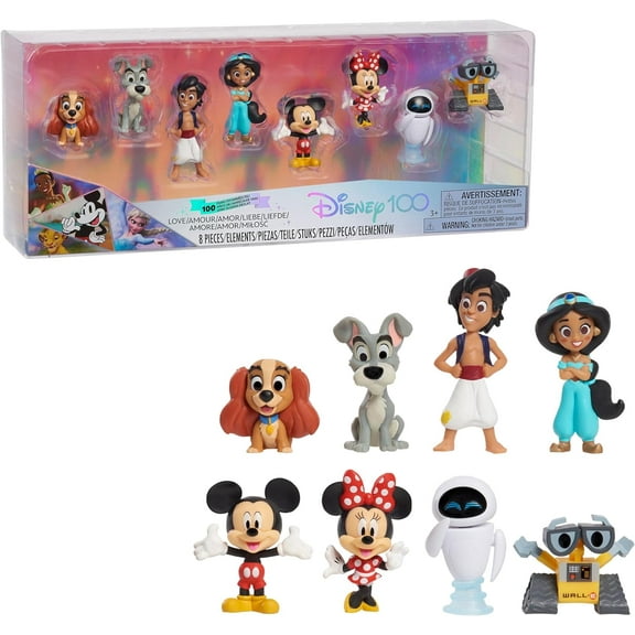 Disney100 Years of Love Celebration Collection Limited Edition 8-Piece Figure Pack, Officially Licensed Kids Toys for Ages 3 Up by Just Play