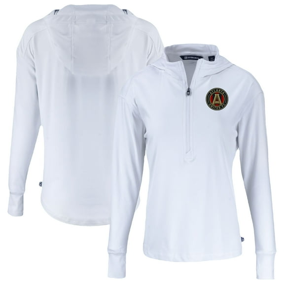 Women's-Cutter & Buck  White Atlanta United FC Daybreak Eco Recycled Half-Zip Hoodie