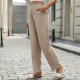 thumbnail image 2 of hotojiny Women's Pants Lightweight High Waist Tapered Straight Leg Pants Lounge Beach Ankle Cropped Trouser with Pockets, 2 of 4