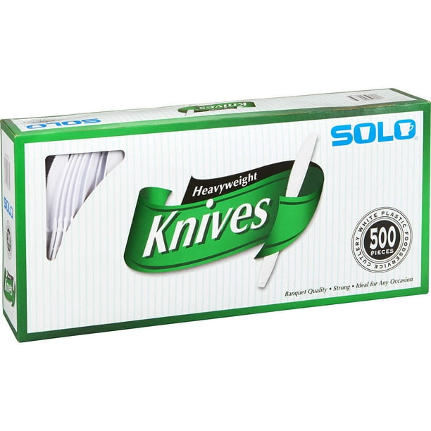 Solo Heavyweight Plastic Knife, White, 500 ct