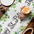 thumbnail image 3 of St. Patrick's Day Table Runner - 90 Inch Long Green Truck Lucky Shamrocks Rustic Wooden Cotton and Linen Blended Dress Scarves Farmhouse Table Runner for Kitchen Dining, Coffee Table, 13" x 90", 3 of 8