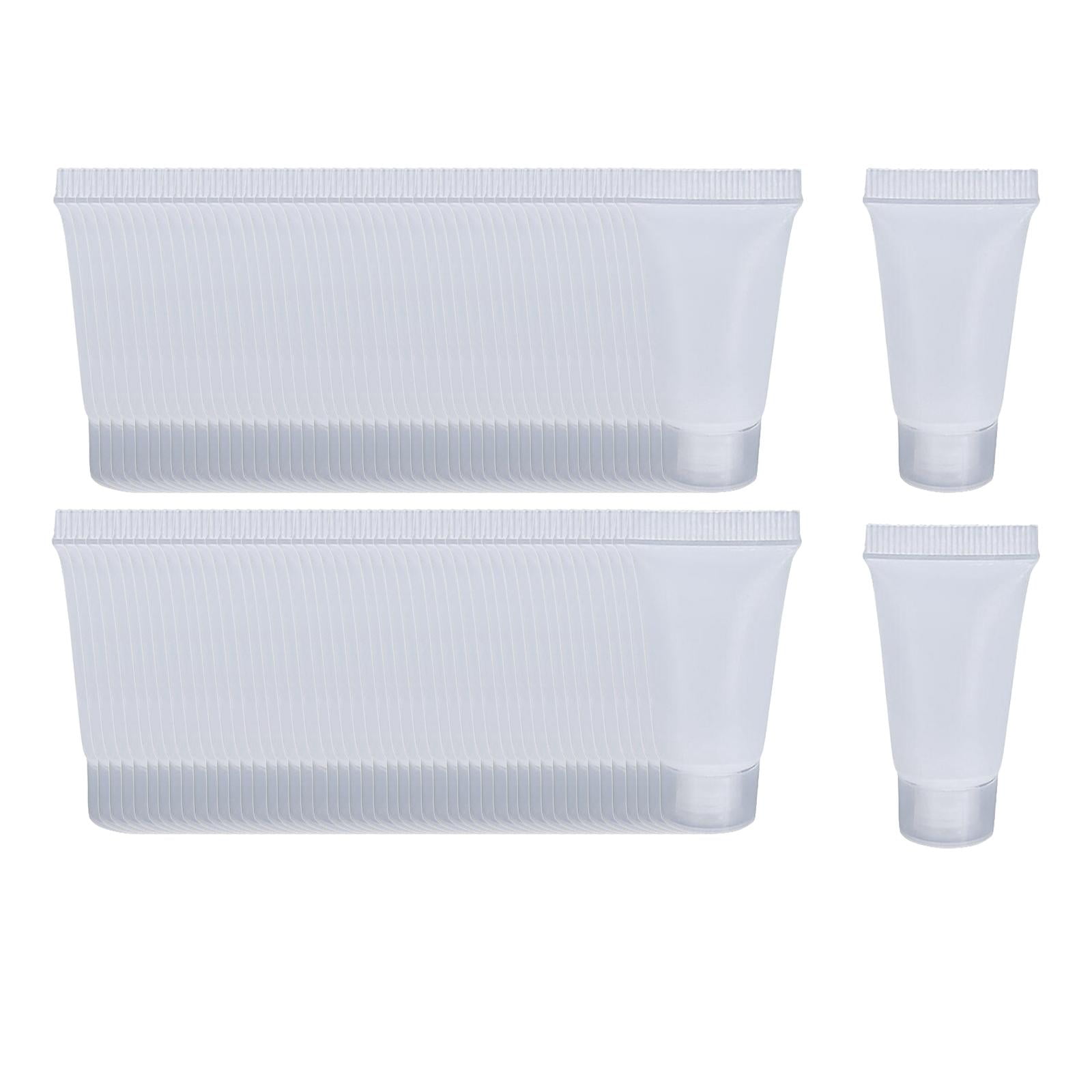 EHJRE 100Pcs Empty Bottle 5ml with Caps Refillable Portable Plastic .Container . .Shampoo Squeeze Bottle .Hand Lotion Travel - glossy white