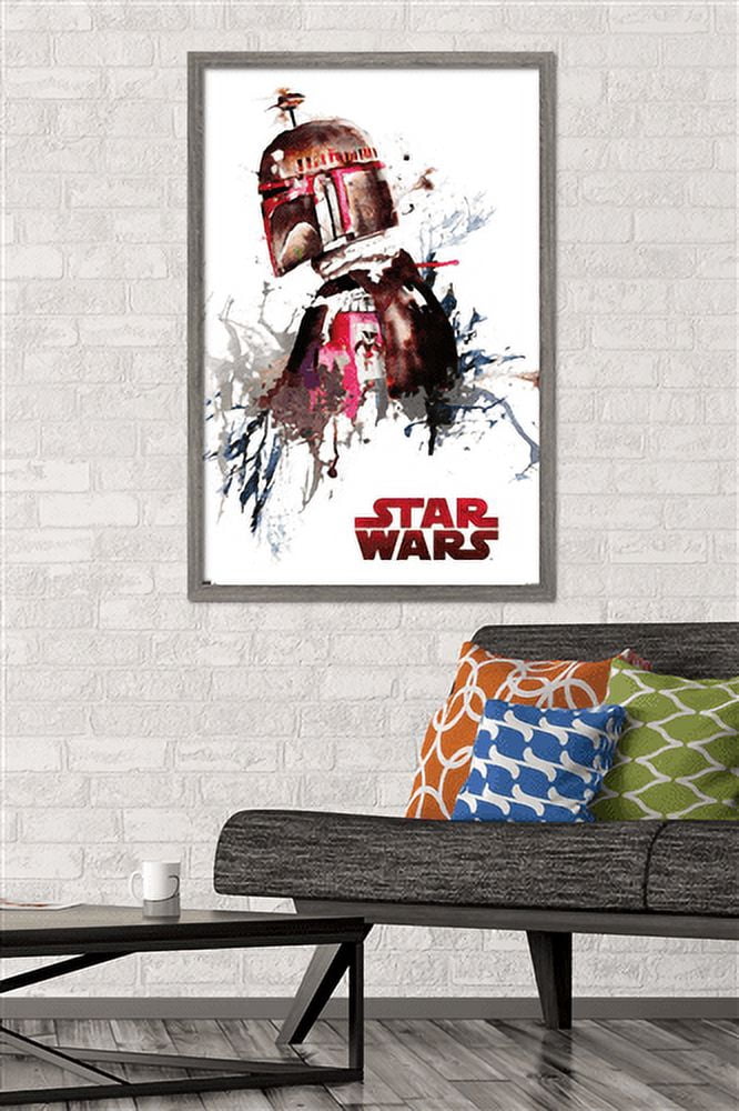 Star Wars: Original Trilogy - Boba Fett Watercolor Wall Poster, 22.375" x 34", Framed