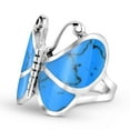 thumbnail image 2 of Captivating Butterfly Motif Blue Turquoise Statement Sterling Silver Ring-11, 2 of 7