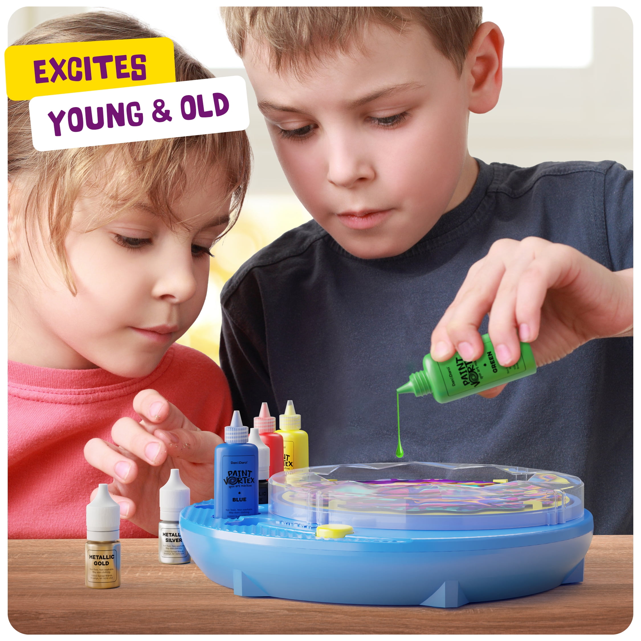 Dan&Darci Spin Art Machine Kit - Paint Spiral Station Center Motorized Spinner Craft Workstation Paint Spiral Station Center - Kids Arts & Crafts Toys for Girls & Boys of All Ages