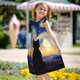 thumbnail image 5 of Fotbe Cat Under Starry Skies Vestido de Dormir para Niñas de 3 a 10 Años, Mangas Cortas, Estilo Princesa, Pijama Camisón con Mangas Voladas-Medium, 5 of 6