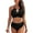 Black, variant on Womens Keyhole Bikinis Two Piece Swimsuits Ruched Tummy Control Bathing Suits