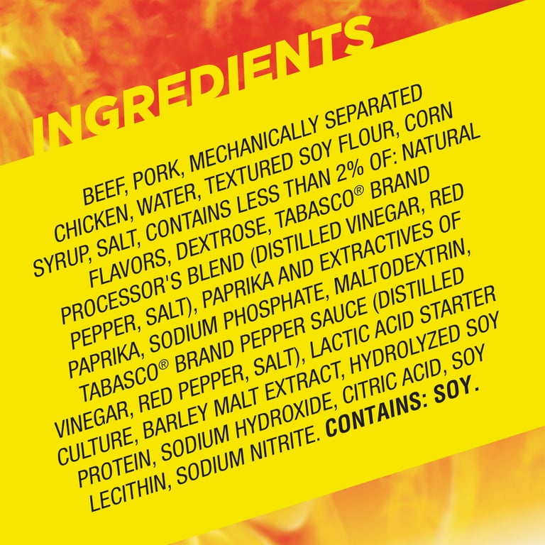 Slim Jim, Meat Stick, Tabasco Flavor, 11g Protein, 1.94 oz., 18